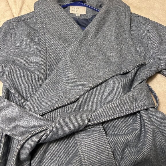A New Day Women's Gray Belted Longline Wrap Collar Lined Coat Size Medium - Picture 12 of 12